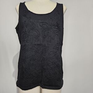 Jones New York Sport Black Floral Tank Top Sz XL